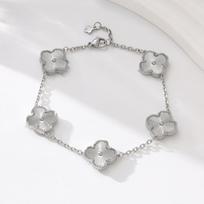 Titanium Steel 15mm Four-leaf Clover Bracelet Double-sided Lucky Clover Laser Five-flower Bracelet