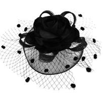 Women Felt Hat Veil Hollow Out Fishnet Flower Decor Dot Royal Hair Decoration Photograph Prop Bridal Wedding Lady Banquet Cocktail Beret Hair juoda