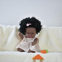 Realistic 13Inch/33Cm Black Skin Baby Dolls Soft Full Body Silicone Vinyl Reborn Doll Washable African Reborn Doll Girl Toy Gift 33cm