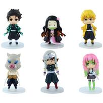 Pcs/Set 6 Q Version Standing Pose Tanjiro Nezuko Figure Pvc Anime Cartoon Ornaments Creative Model Toy For Kids Adults Children's Birthday Gift