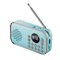 Portable FM Radio Rechargeable Small Wireless Bluetooth Speaker Surround Stereo Sound USB Vintage Radios Blue