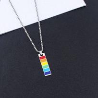Stačiakampio strypo LGBT vaivorykštės pakabukas ant kaklo lesbietėms, gėjams Nerūdijančio plieno papuošalas Dovana