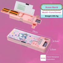 Double Layer Pencil Box With Calculator Stationery Organizer Pencil Case  For Boys/Girls 5