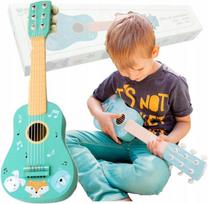 Gitara Drewniana Dla Dzieci Ze Zwierzątkami Duża 6 Strun