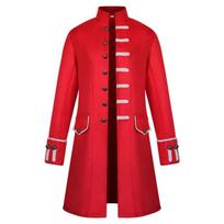 Men Renaissance Medieval Steampunk Jacket Gothic Retro Uniform Coat Windbreaker XL raudona