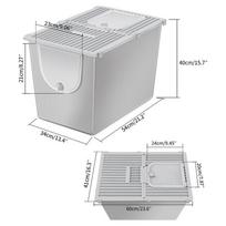 60cm One-Piece Cat Litter Box with Lid Fully Enclosed Cats Toilet Anti-Splash Metal Kitty Litter Pan Stainless Steel Cat Bedpans