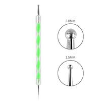 DIY Manicure Tools: Nail Art Dotting Pen, Spiral Rod Hook Pen & Drawing Painting Marbleizing Tool žalia
