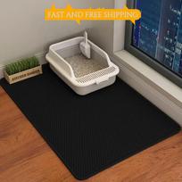 Cat Litter Mat Double Layer Cat Litter Pad Waterproof Anti-Slip Sand Bowl Filter Mat Sandbox Mat for Cat Multiple sizes (Black,30X45CM) juoda