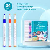 24/36/48 Colors Acrylic Paint Pens Markers for Wood Rock Painting Canvas Stone Glass Metal Ceramic Surfaces DIY Crafts