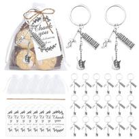 *20 Sets Music Party Favors Bulk Music Keychain With Cards Organza Bag For Birthday Party Music Theme Party Decor Supplies