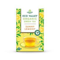 Eco Valley Organic Green Tea | Sunny Lemony | 25 Tea Bags | Grown In Nilgiris | Zero Calories | Rich In Antioxidants | Rich In Vitamin C | 50g Pack