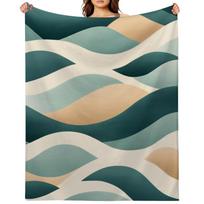 Earth-Tone Abstract Leaf Throw Blanket: Olive & Terracotta Organic Pattern Mid-Century Modern Cozy Home Decor 75cm x 90cm