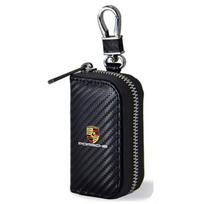 PU automobilio rakto dėklas Signalų blokavimo dėžutė Apsauga nuo įsilaužimo Apsauga nuo vagystės Raktų pakabukas Porsche Cayenne Macan 911 Boxster Cayman Panamera 718 juoda