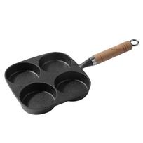 Telssida Cast Iron Four-Hole Egg Pan, Burger Mold, Breakfast Pan, Non-Coated Egg Waffle Pan, Mini Flat Non-Stick Pan juoda