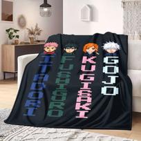 Jujutsu Kaisen Chic 2D Print Flannel Blanket, Cartoon Character Design for Bed, Soft Travel Picnic Nap Wrap_LIAN 75x90cm