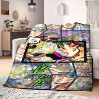 JOJO anime Flannel Blanket Warm,Comfortable,Suitable for Bedrooms,Sofas,Beds,Chairs,Picnics,Travel 75x90cm
