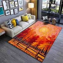 Autumn Forest Sunset Carpet with Wooden Fence Decorative Rug  Suitable for use as an anti-slip for living room bedroom sofas 40x60cm( 15x23in )