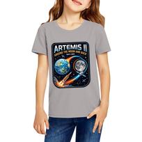 Kids Casual Short Sleeve T-Shirt Artemis II Around The Moon And Back Graphic Print Cotton Top for Boys and Girls 110