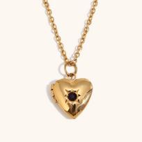 18K Gold Plated Stainless Steel Photo Locket Birthstone Necklace Personalized Jewelry for Couple Love Women Mother's Day Gifts