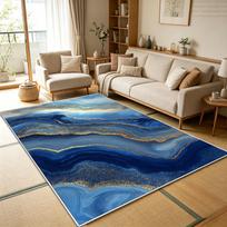 Luxury Blue Gold Marble Living Room Sofa Rug Decoration Bedroom Washable Soft Fluffy Floor Mats Kitchen Non-slip Large Carpet 60cm x 90cm