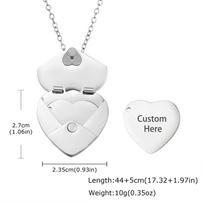 Heart Envelope Locket Pendant Necklace for Women Custom Secret Message Text Necklace Personalized Jewelry Gift for Mother Lover