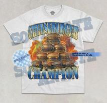 Cheeseburger Champion T- Shirt Funny Burger Junk Food Lover Meme Graphic  Shirt S