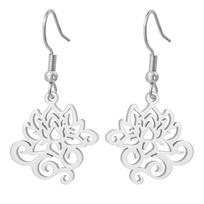 Lucktune Mandala Lotus Drop Earrings For Women Stainless Steel Earrings Women Jewelry Buddhist Gifts 2025 Trend New Wholesale