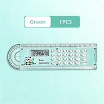 Durable 3-in-1 Ruler With Protractor 15cm Calculator Ruler Clear Multi-function Ruler School Office žalia