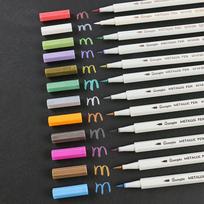 12 Colors Metallic Marker Pen Medium Point Metallic Markers for Rock Painting, Black Paper, Card Making, Scrapbooking Crafts