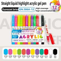 GUANGNA 168/12 Colors Large Capacity Highlight Direct Liquild Acrylic Gel Pen Morandi Pen Multicolor Marker School Stationery