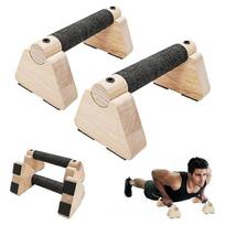 2pcs Wooden Push Up Bars Parallettes Set, Non-Slip Calisthenics Handles for Home Gym, Wrist-Friendly Strength Training