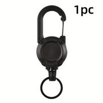 1/2 Piece Retractable Keychain In Black, Durable Design, Secure Closure, Suitable For Identification Documents, Id Cards, Keys