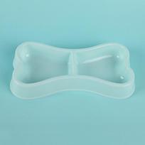 Double Pet Bowls Bone Shape Cute Dog Cat Food Water Dishes Durable Anti-Slip Feeder for Puppy Kitten mėlyna
