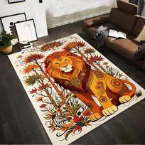 Colorful Lion Pattern Carpet with Mandala Floral Design for Living Room Suitable for use as an anti-slip for living room bedroom sofas 40x60cm( 15x23in )