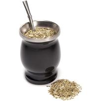 Natūralus moliūgas/Arbatos puodelio rinkinys 8 uncijos Bombilla Yerba Mate šiaudelis, Valymo šepetėlis, Nerūdijantis plienas, Dvigubos sienelės juoda