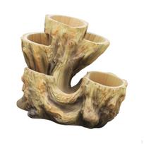 Tree Stump Flower Pot Vase Decoration Organizer Sculpture Resin Ornament Plant Container for Red beige