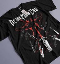 Devil May Cry Dante Weapon Arsenal T-Shirt, Unisex Action Gaming Fan Streetwear Tee, 100% Cotton Casual Short Sleeve Top 4XL