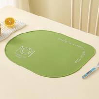 Silicone placemats, irregular oval placemats, heat-resistant and easy-to-clean silicone placemats, anti-slip silicone placemats, 30x40cm žalia
