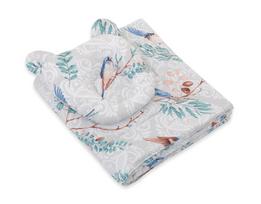 Teddy bear duvet with filling and contoured pillow - 2-piece set - Blue birds