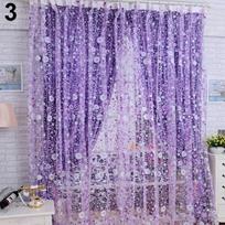 Namų langų durų kambario apdaila Pastoracinė saulėgrąžų pertvara Permatoma uždanga Size#200X100cm violetinė
