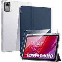 Coque + Verre Trempé pour Lenovo Tab M11 avec Porte-Stylet, Antichoc Renforcée - Bleu Marine mėlyna
