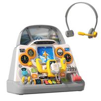 Airplane Interactive Cockpit Toy Realistic Control Panel Pretend Play With Light  Sound Educational Toy For Kids Boys Girls
