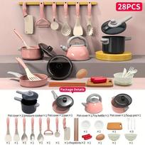 Mini 28Pcs Kitchen Accessories Kids Kitchen Toy Set Pretend Play Food Cookware Simulation Cooking Toy For Kids Adults Children's Birthday Gift Holiday