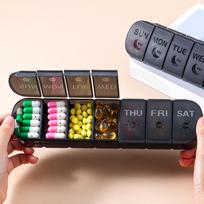 Easy to Clean 14 Compartment Pills Dispenser Convenient Medication Storage Box for Home and Travel Use juoda
