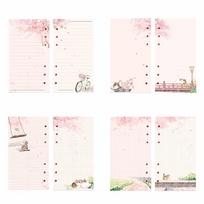 Pages Grid Pages Notebook Binder 80 Sheets Loose Leaf A6 Sakura And Cat Binder Notebook Inner Pages A6