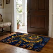 Elephant Mandala Art Floor Mat Soft Flannel Absorbent Mat Non-Slip Rug Home Bedroom Bathroom 40cm x 60cm