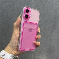 Transparent Card Holder Slot Case for For Iphone 16 1 14 Pro Max Plus 11 12 13 Wallet Candy Color Contrast Clear Soft TPU Cover iPhone 13