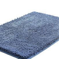 Chenille Bathroom Mat Featuring Dense Absorbent Fibers and Secure TPR Non-Slip Base for Tile or Laminate Floors mėlyna