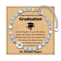 2026 Graduation Gifts Stainless Steel Compass Amazonite Amethyst Beads Bracelets for Women Girls High School College Graduates