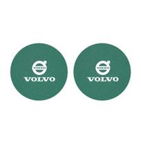Volvo XC90 XC60 V50 S60 V70 V60 V40 S90 olestar Car Cup Coasters 2Pcs Anti-Slip Turned Fur Mat Dustproof Interior Decoration Pad žalia